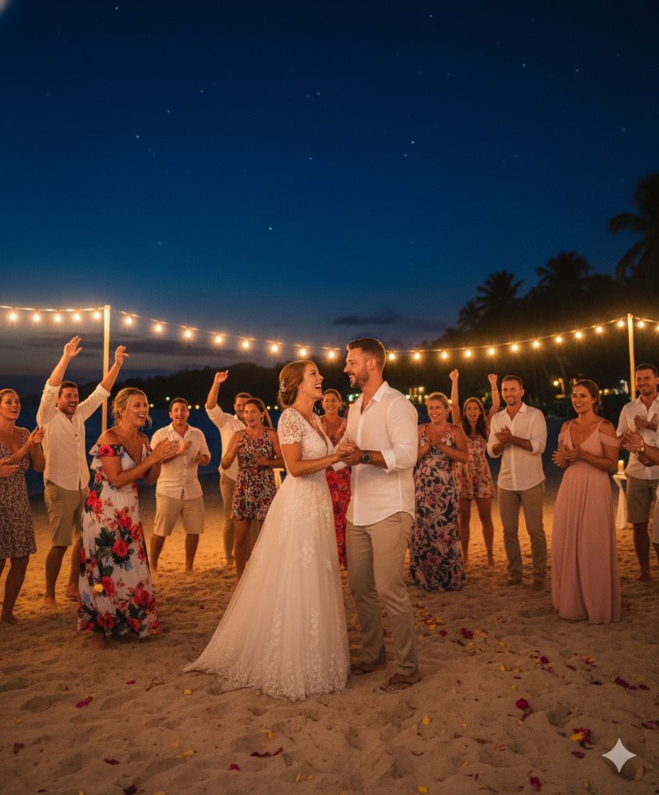 Primer baile de Ana y Juan en la arena